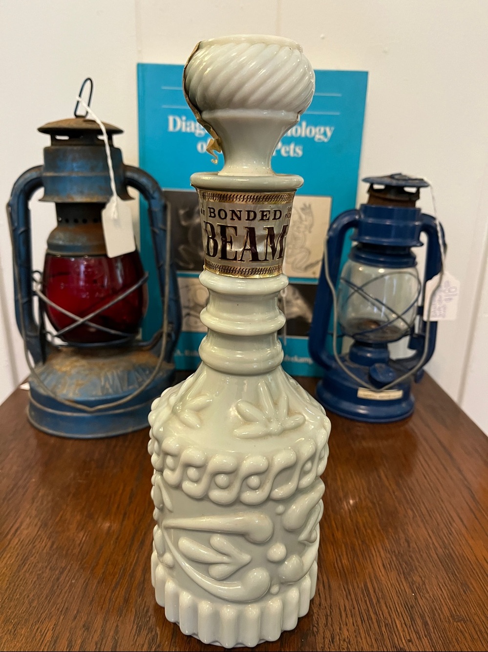 Vintage 1972 Jim Beam "marbleized crystal" or slag glass whiskey decanter - Picture 2 of 7